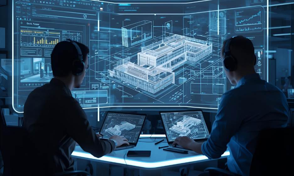 BIM and architecture workflow concept graphic