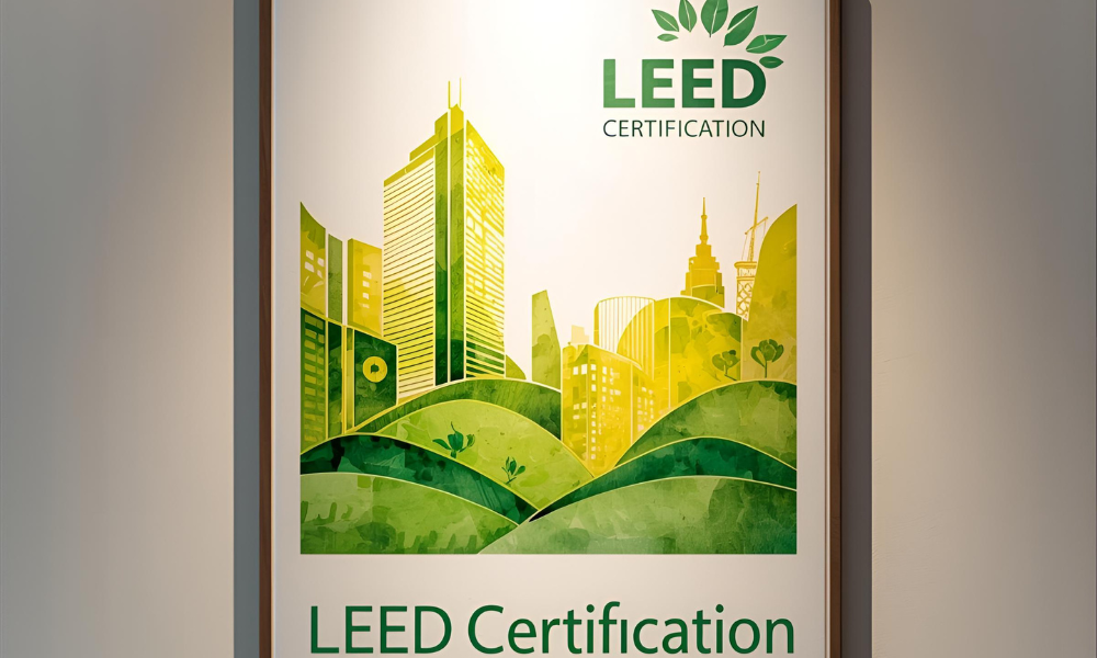 Image text- Eco-friendly construction and environmental design concept graphic.