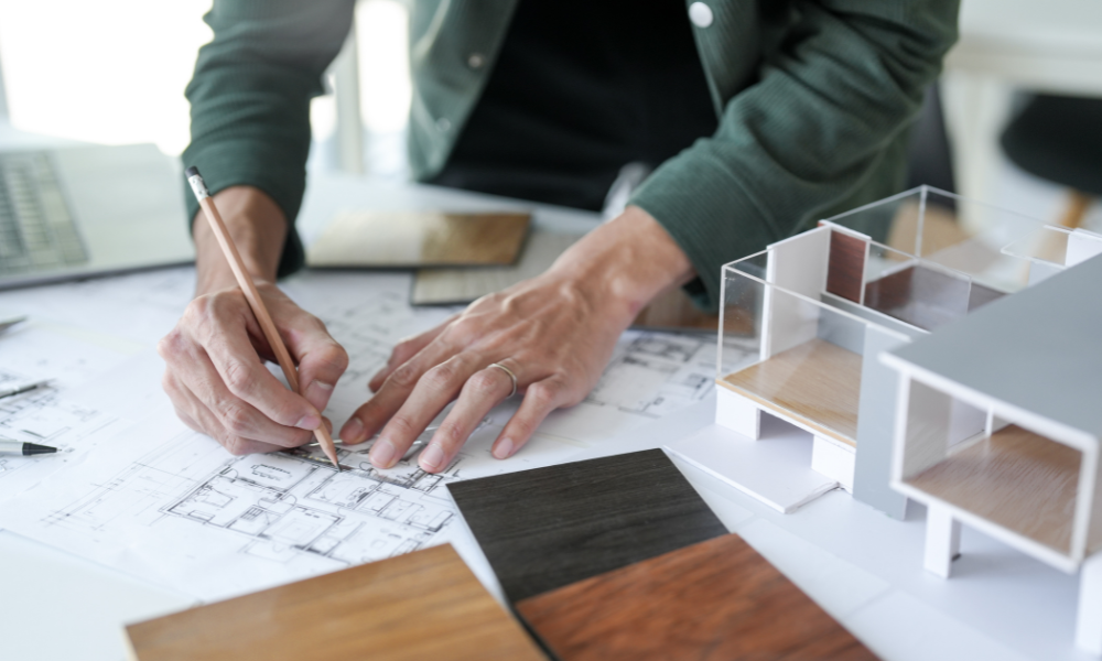 Alt-text- Spanish architecture façade detailing in a large-scale development project