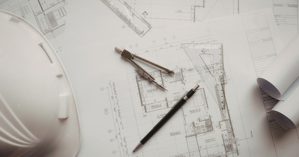Alt-text- Architectural drafting services team preparing detailed architectural drawings